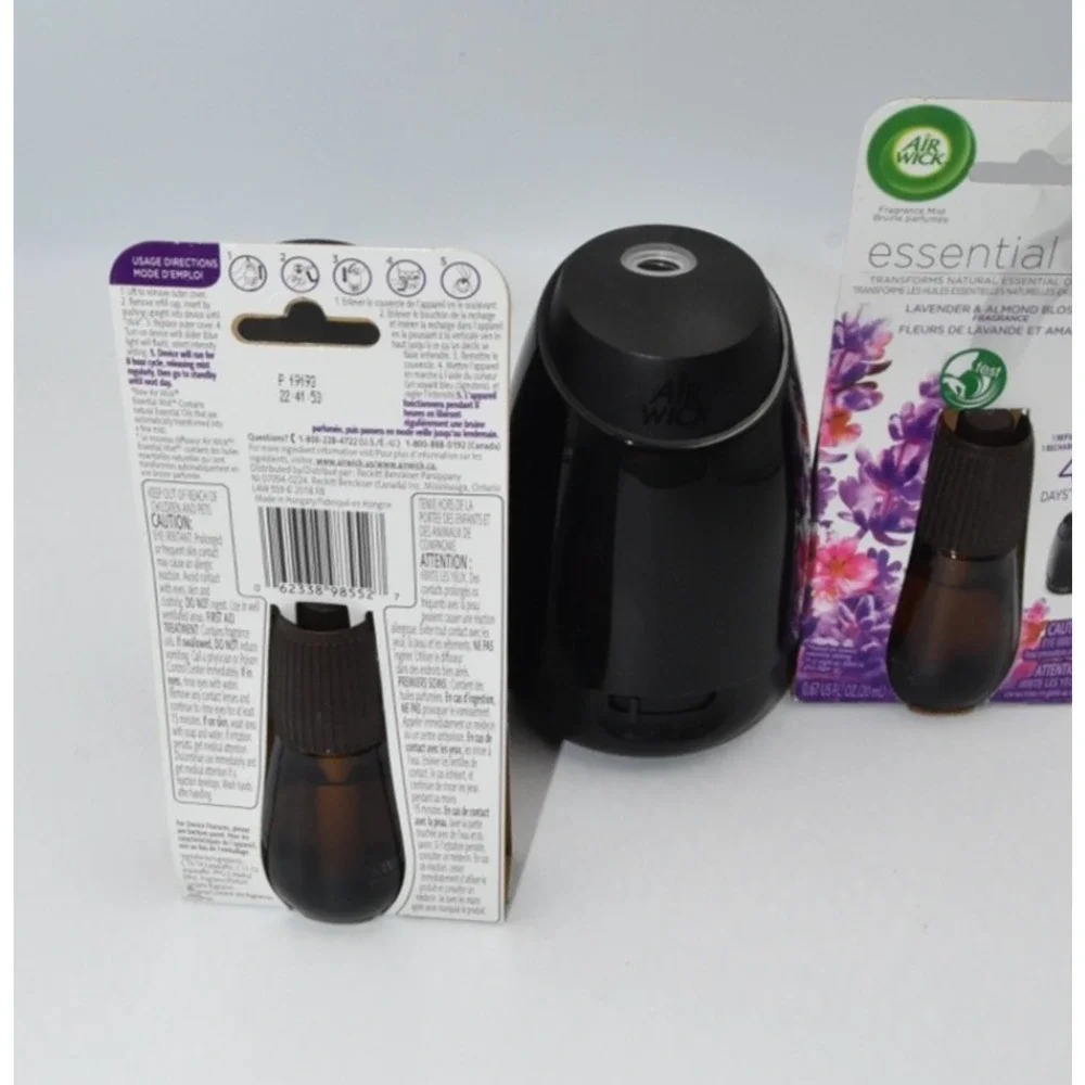 Air Wick Essential Oils Diffuser Mist Kit Lavender Almond Blossom Freshener Set